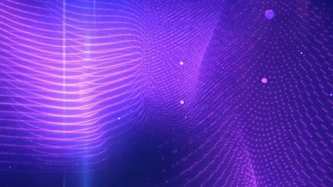 Abstract digital waves of glowing purple light forming fluid Vidéo 320621929