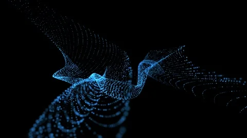 Abstract digital waves of light particles pulse through dark, ethereal space Stock Footage 336829065