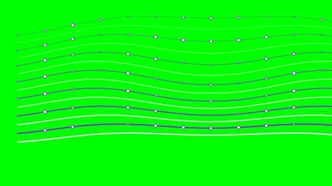 Abstract digital waves with nodes set against a vibrant green background Stock Footage 340902761