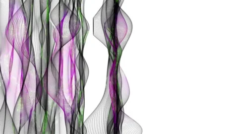 Abstract Digital Waves with Purple and Green Light on White Background Stock Footage 345169082