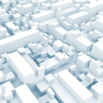 Abstract digital white 3d cityscape with soft light Stock Illustration