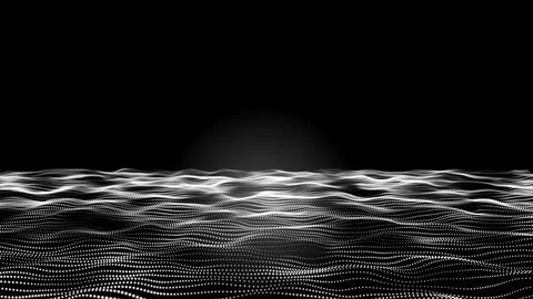 Abstract digital white particle dots wave on lights background. Abstract wa.. Stock Illustration