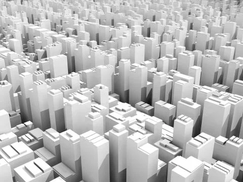 Abstract digital white schematic cityscape 3d 库存插图