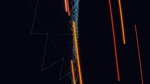 Abstract Digital Wireframe and Glowing Orange Lines Motion Graphics 스톡 동영상 333447801