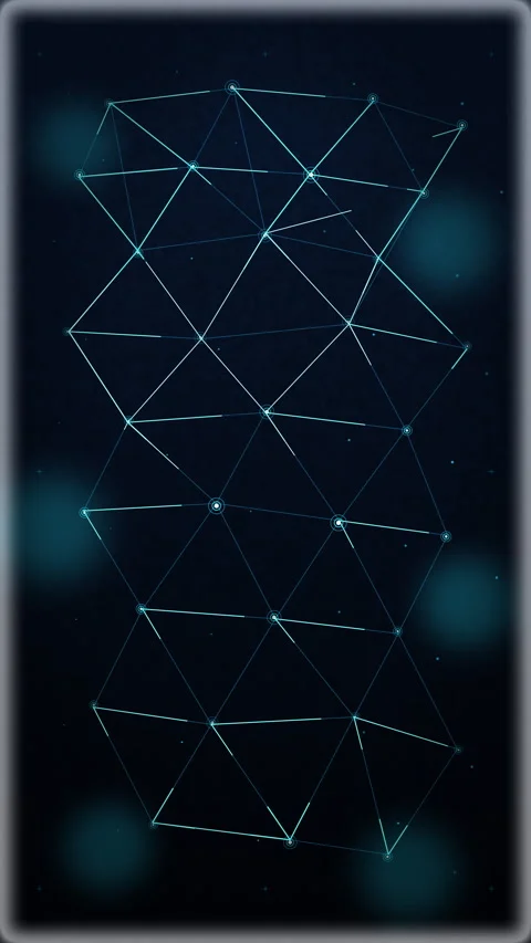 Abstract digital wireframe animation with glowing grid Stock Footage 347555301