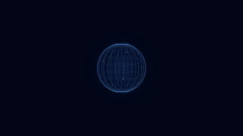 Abstract Digital Wireframe Globe Rotating in Dark Space Stock Footage 347627511