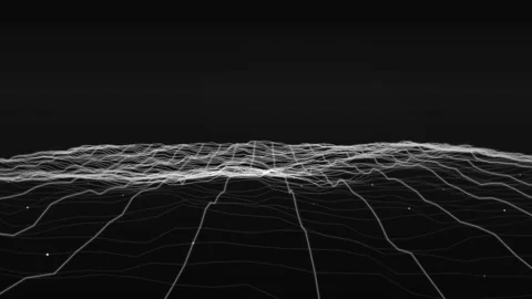 Abstract Digital Wireframe Grid Landscape Seamless Loop Background Stock Footage 342142967