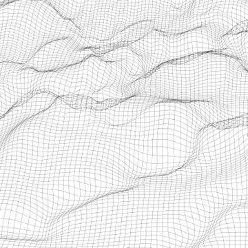 Abstract digital wireframe landscape background. Cyber or technology background Stock Illustration