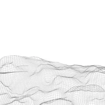 Abstract digital wireframe landscape background. Cyber or technology background Stock Illustration