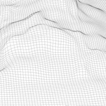 Abstract digital wireframe landscape background. Cyber or technology background Stock Illustration
