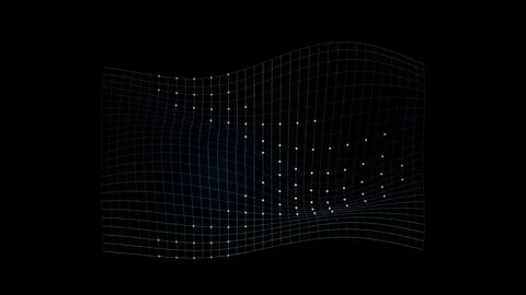 Abstract digital wireframe mesh with glowing nodes of data information flow.. Stock Footage 345573706
