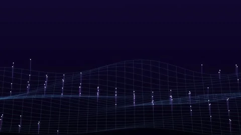 Abstract digital wireframe mesh with glowing data points on dark background.. Stock Footage 346973830