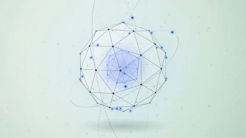 Abstract digital wireframe sphere with glowing blue particle connections an.. Stock Footage 346723654