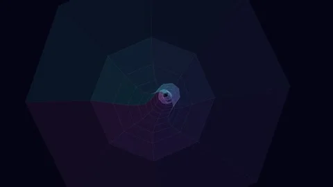 Abstract digital wireframe tunnel with blue and purple lines Stock Footage 335885482