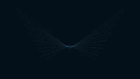 Abstract Digital Wireframe Wings Glowing Blue Lines Flowing Dark Background.. Video stock 346446915
