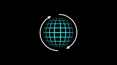 Abstract digital world globe rotating with white arrows around spinning wir.. Stock Footage 339751601