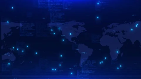 Abstract digital world map connection lines dots blue Cybersecurity News Studio Stock Footage 293374187