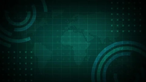 Abstract Digital World Map with Tech Elements Background Animation Stock Footage 322963874