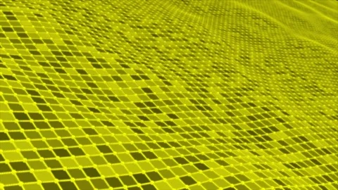Abstract digital Yellow color wave with lines and dots wave background Stock Footage 296089412