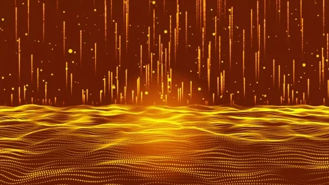 Abstract digital yellow dot wave and particle flying up light abstract back.. Stock Footage 295188028