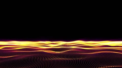Abstract Digital Yellow Gold Particles Wave Animation on A black Background Stock-Footage 202795641