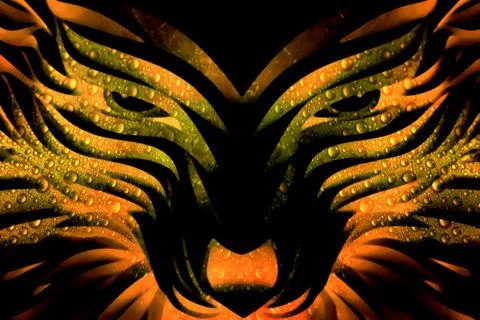 Abstract Digitally Watered Multicolored Powerful Wolf Stock Illustration