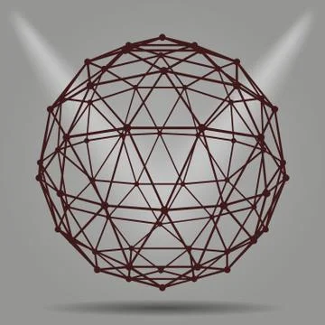 Abstract dimensional object with connected lines and dots Stock Illustration