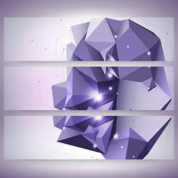 Abstract dimensional polygonal geometric backgrounds set for modern design Stock Illustration