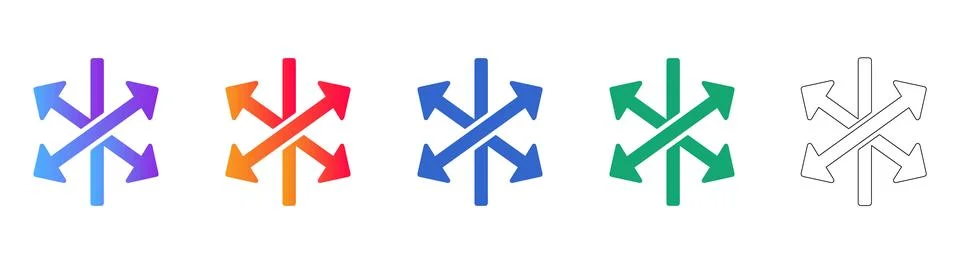 Abstract Directional Arrows Icon Set Stock Illustration