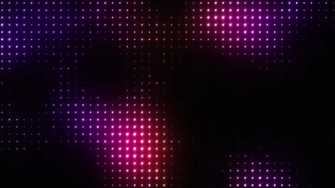 Abstract disco background of glowing neon LED lights motion. Disco light wall Stock Footage 343420130