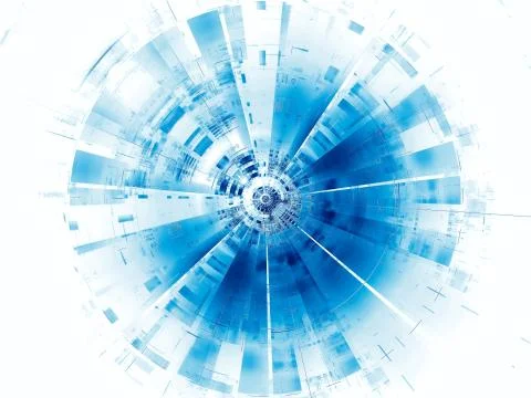 Abstract disk - blue and white digitally generated 3d illustration Stock Illustration