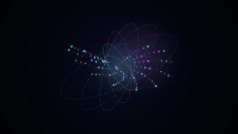 Abstract display of colorful dots on a dark background with curves Stock Footage 337233969