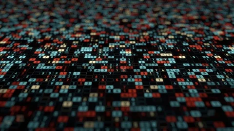 Abstract display with endless rows of cells with numbers that changing Stock Footage 120180908