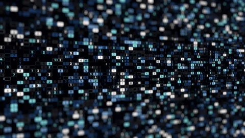 Abstract display with endless rows of cells with numbers that changing Stock Footage 120335696