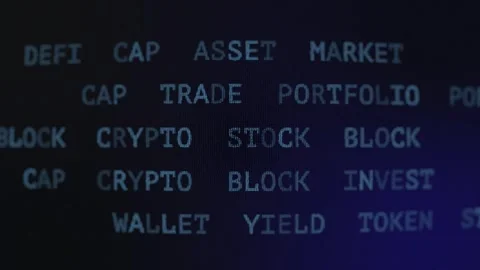 Abstract display featuring scrolling crypto and finance terminology in digi.. Stock-Footage 308387425