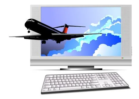 Abstract Display with plane image. Vector illustration Stock Illustration