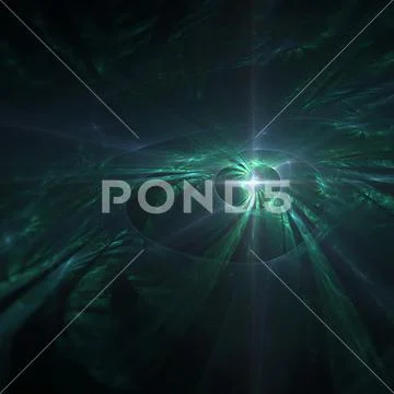 Abstract Distant Star Glowing in Green Bluish Space Stock Photos