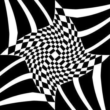 Abstract Distorted Chess Background black and white checkered background. Geo Stock Illustration