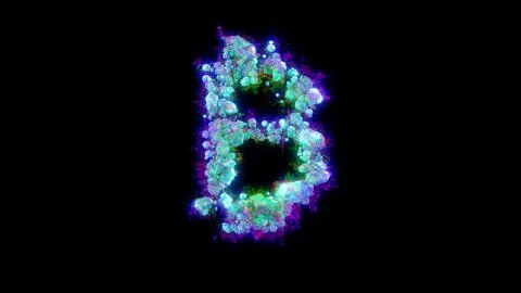 Abstract distorted font - blue bitcoin sign on black bg イラスト素材