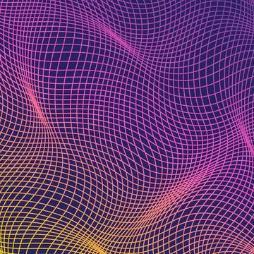 Abstract distorted purple wireframe wave イラスト素材