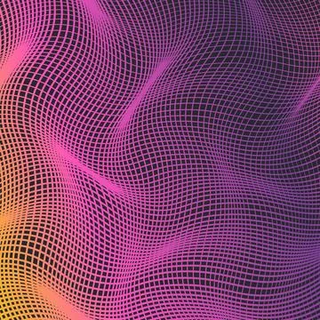 Abstract distorted purple wireframe wave イラスト素材