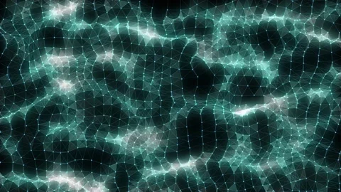 Abstract distorted wireframe wave. Curve surface background. Blue mesh wave. Stock Footage 306534654