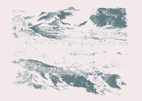 Abstract distressed landscape like hand drawn texture with a vintage look Stock Illustration