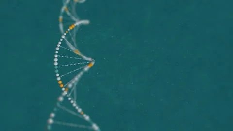Abstract DNA 3D animation on blue background. Hologram blue glowing rotating DNA Stock Footage 165933409