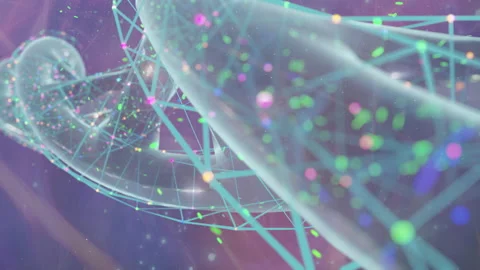 Abstract DNA 3D animation on dark blue b... | Stock Video | Pond5