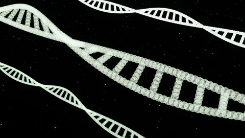 Abstract DNA on black background with a place for text.Seamless loop 3D Stock Footage 258660693