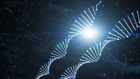 Abstract dna cells on dark blue animation background 스톡 동영상 125445022