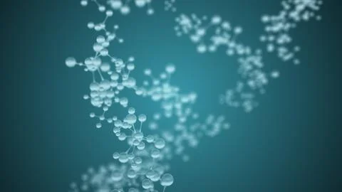 Abstract DNA double helix on blue backdrop with seamless loop. Conceptual design 库存插图