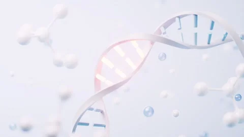 Abstract dna double helix rotating in clinical laboratory background with g.. 库存影片 327249597
