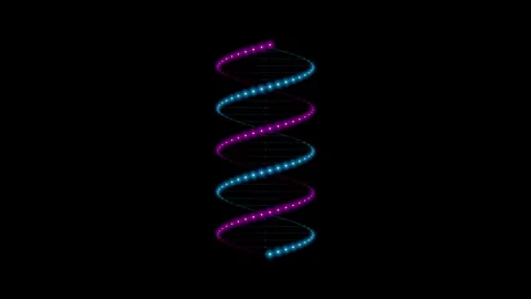 Abstract dna double helix rotating on black background representing genetic.. Stock Footage 345896178